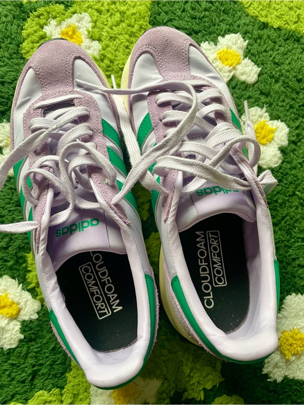 adidas Women's Lavender and Green Retro Lace-Up Sneakers - Picture 5 of 7